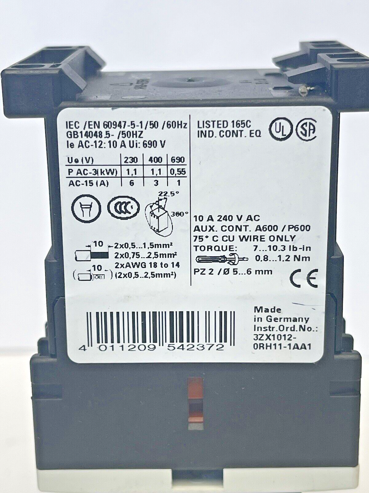 SIEMENS - 3RH1271-1BB40 AND 3RH1911-1GA31-3AA1 - AUXILIARY CONTACTS