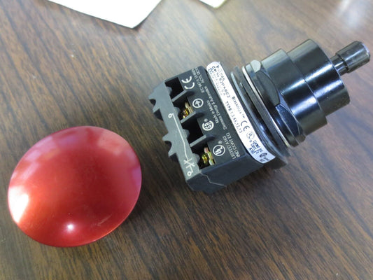 FURNAS 52PX9E2J MUSHROOM OPERATOR, RED - 2-1/2" HEAD, 1NC CONTACT - NEW SURPLUS