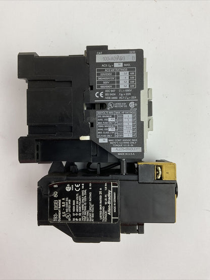 ALLEN BRADLEY 100-A09ND3 STARTER SER B 600VAC 7-1/2HP  COIL 120V 60HZ 193-BSB 80
