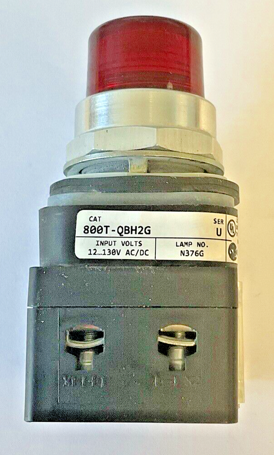 ALLEN BRADLEY 800T-QBH2G RED LED PUSH BUTTON SER.U 130VAC W/800TC-N374 SER.A MOD
