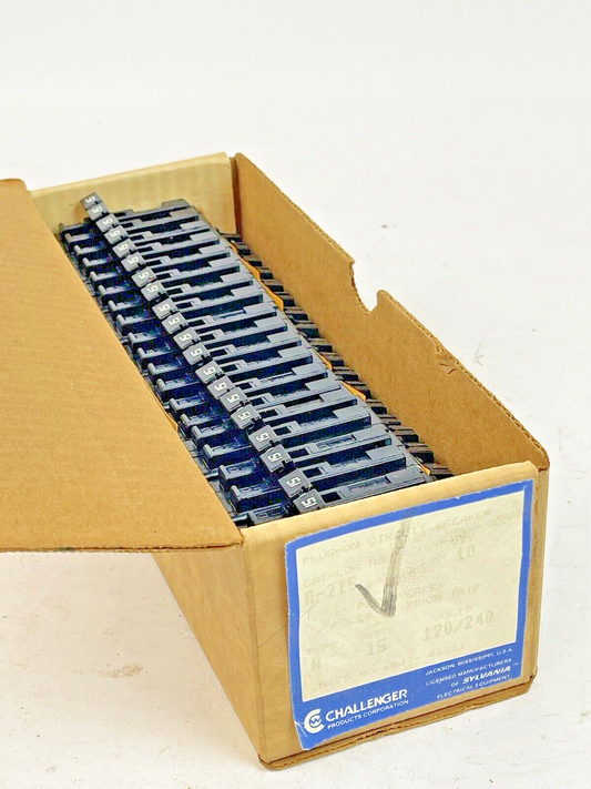CHALLENGER *BOX OF 10* - A-21 - 15A, 2 POLE TYPE - CIRCUIT BREAKERS- 120/240 VAC