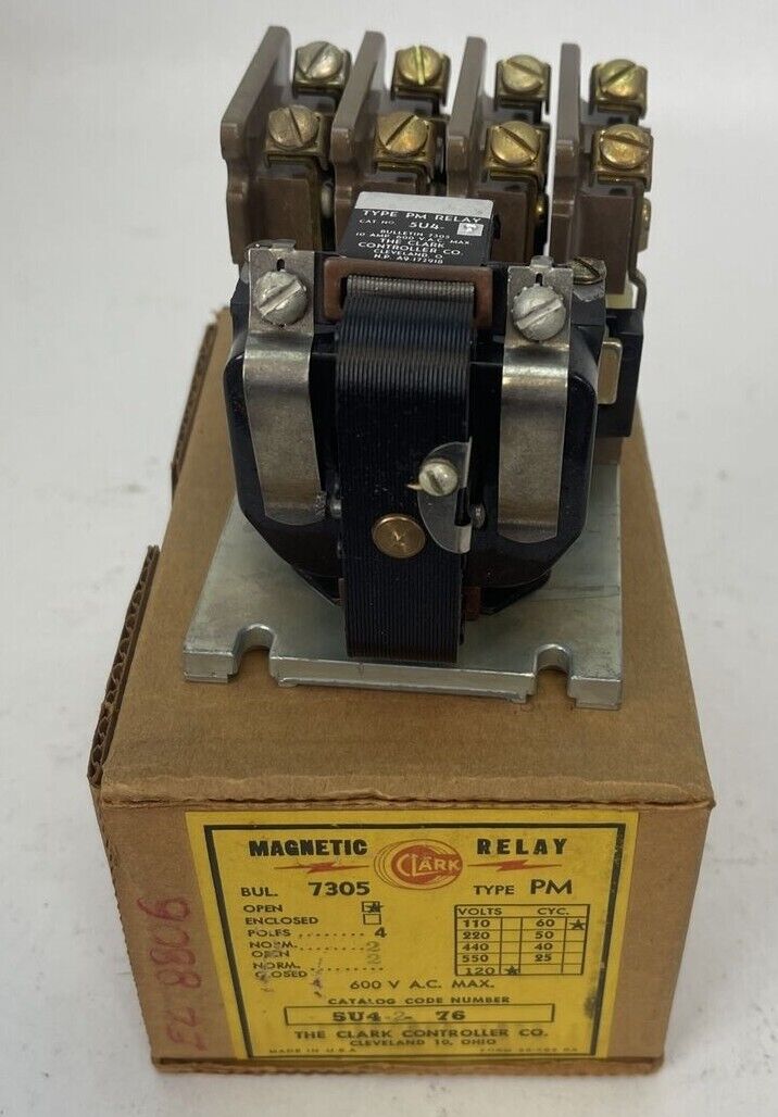 CLARK 5U4-2-76 MAGNETIC RELAY 600VAC 10AMP TYPE PM COIL 120V 60CY