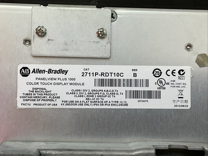 ALLEN BRADLEY 2711P-T10C4D8 SER A PANELVIEW PLUS 1000 2711P-RP8D 2711P-RDT10C