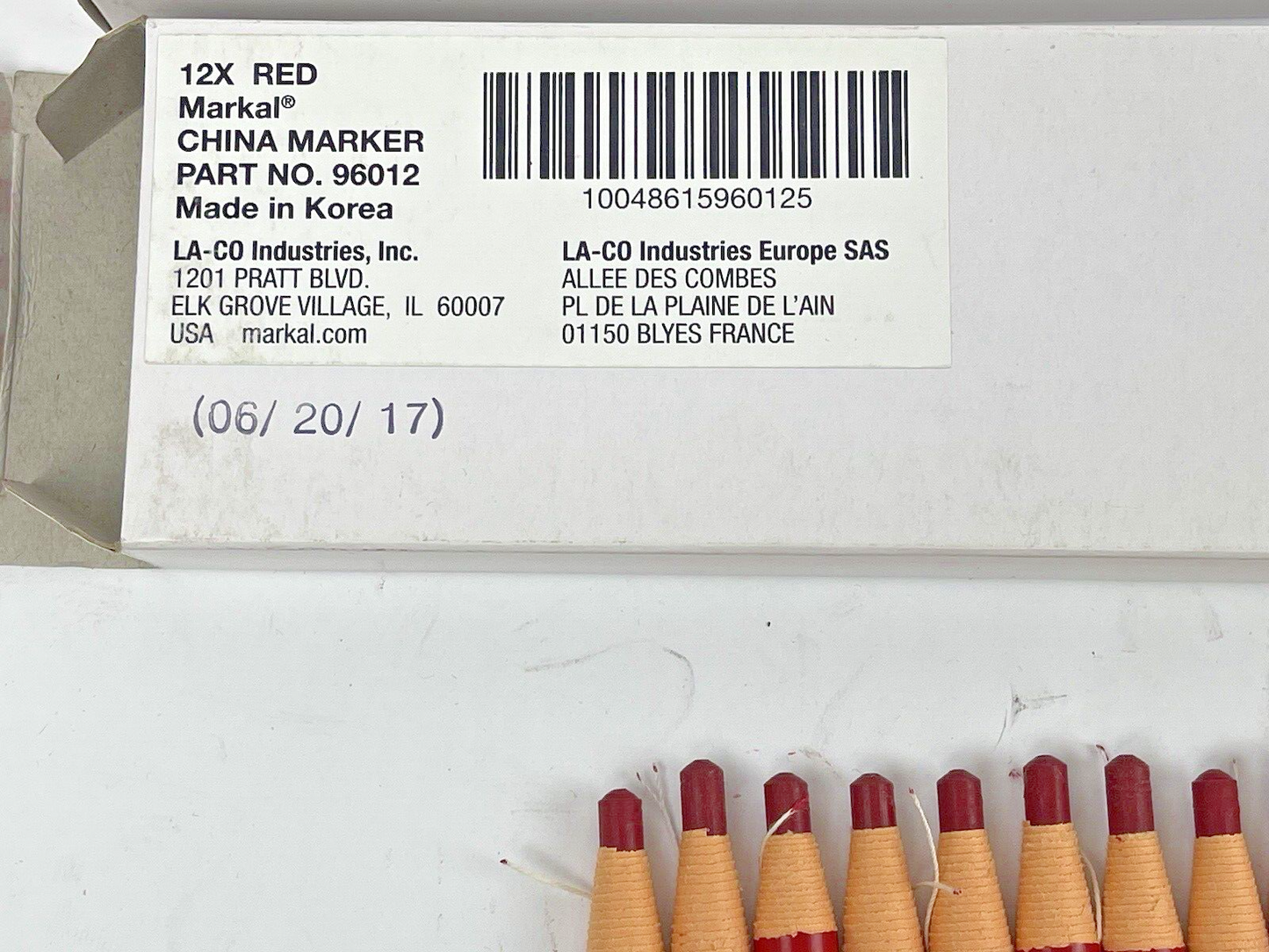 MARKAL *LOT OF 6 BOXES OF 12 (72 TOTAL)* - RED CHINA MARKERS - PEEL OFF WAX PENC