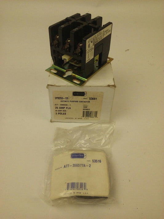 JOSLYN CLARK DP3C253-120 DEFINITE PURPOSE CONTACTOR 3P 25A FLA 30A RES 120V COIL