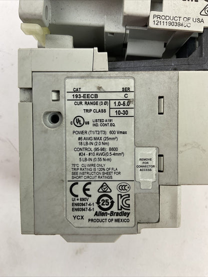ALLEN BRADLEY STARTER (100-C12E*10 COIL 24VDC + 193-EECB 1.0-5.0A)
