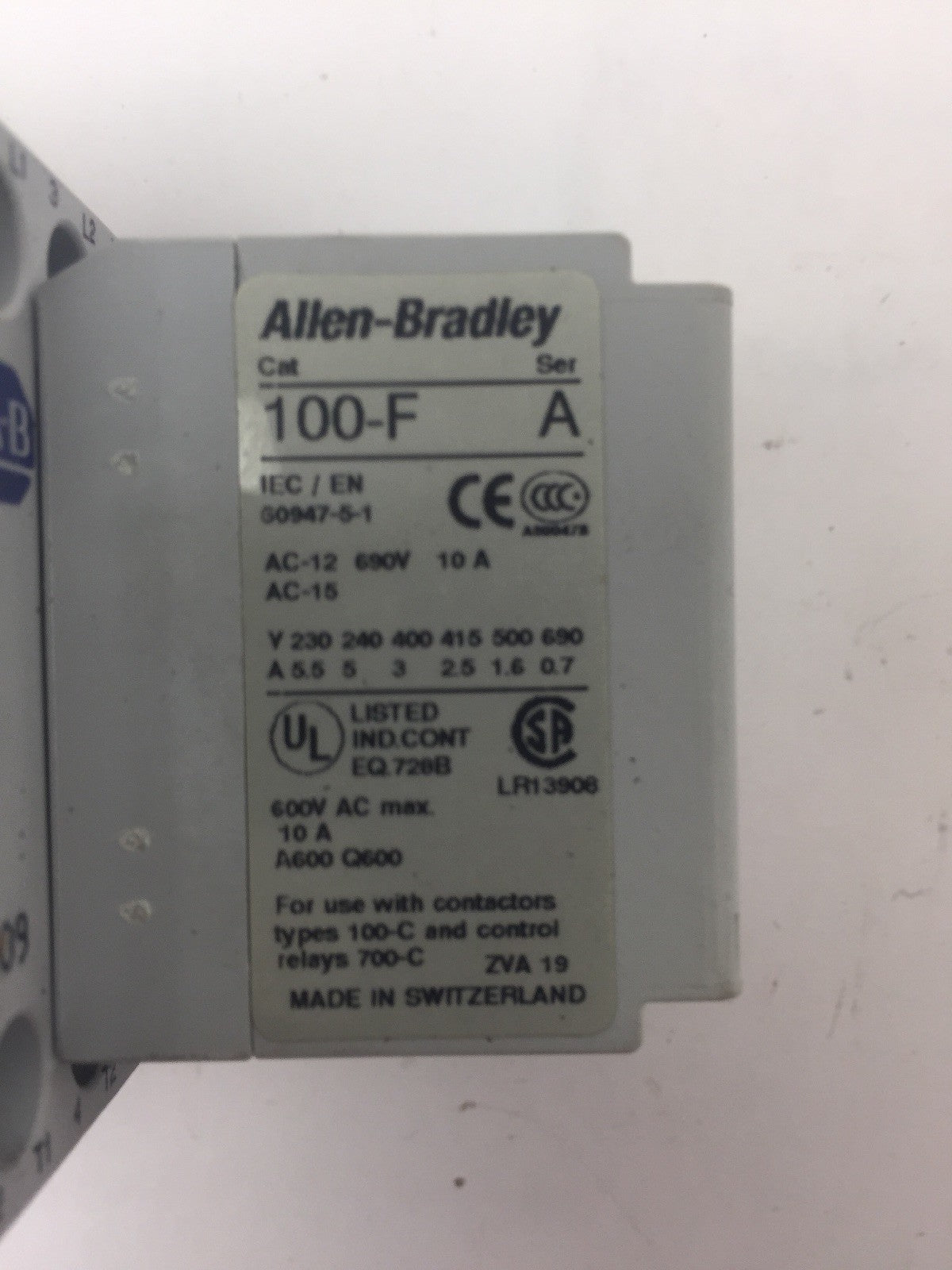 ALLEN BRADLEY 100-C09Z*400 CONTACTOR WITH 100-F COIL 24VDC