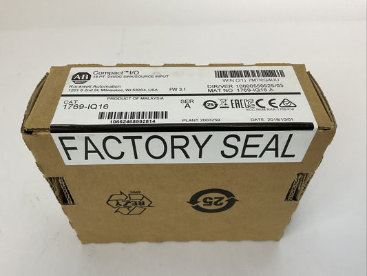 ALLEN BRADLEY 1769-IQ16 SER A FW 3.1 DIR/VER 10000550525/03 16PT 24VDC SINK /