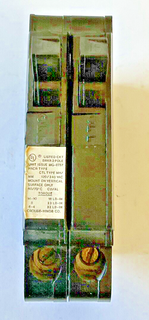 CROUSE-HINDS MP1515 CIRCUIT BREAKER 120/240VAC CTL TYPE MH/MM 2POLE