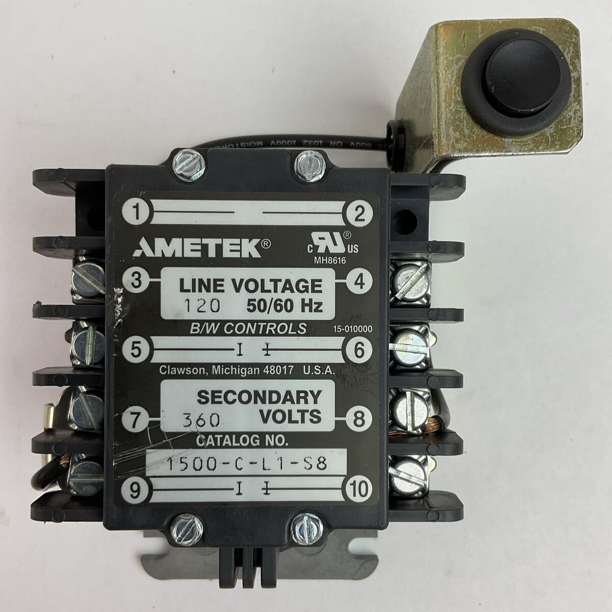 AMETEK 1500-C-L1-S8 LIQUID LEVEL CONTROL RELAY LINE VOLTAGE 120V SECONDARY 360V