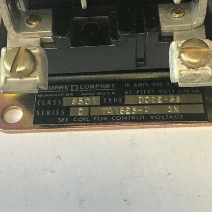 SQUARE D 8501 DO22-S6 CONTROL RELAY SER.C W/ L2959-S1-W33A COIL