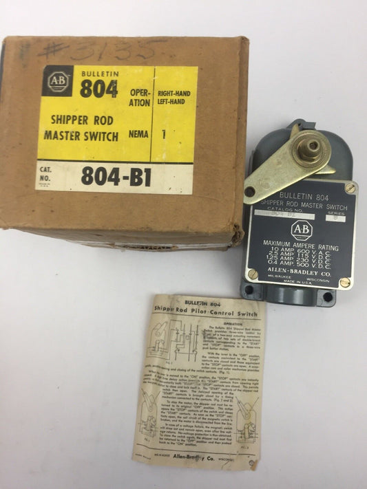 ALLEN BRADLEY 804-B1 SHIPPER ROD MASTER SWITCH