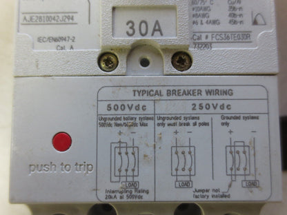 GE FCS36TE030R1 RECORD PLUS CIRCUIT BREAKER 30A, 480VAC, 3-POLE - NEW SURPLUS