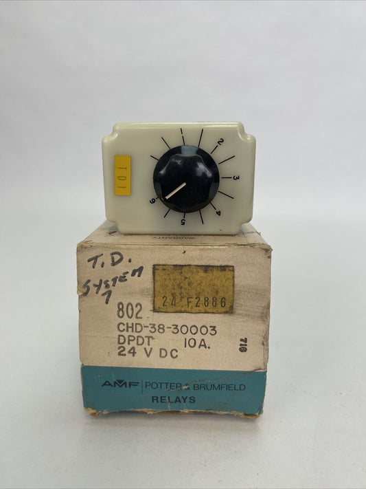 AMF POTTER & BRUMFIELD CHD-38-30003 TIME DELAY RELAY 1.0-180SEC 10A 120VAC 24VDC