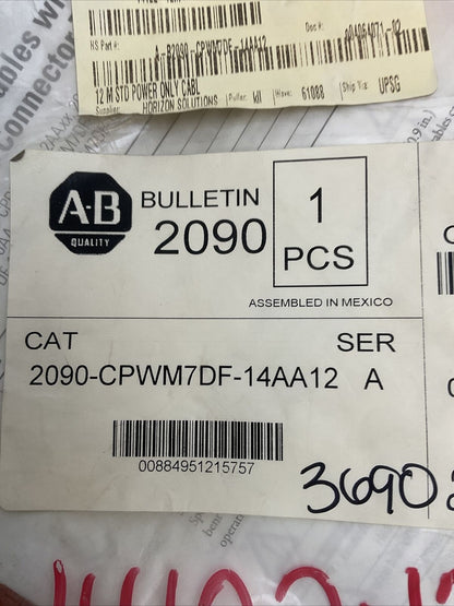 ALLEN BRADLEY 2090-CPWM7DF-14AA12 SER A POWER CABLE WITH SPEED TEC DIN CONNECTOR
