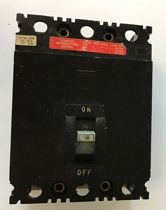 SQUARE D FHL36015 CIRCUIT BREAKER 600V 3POLE