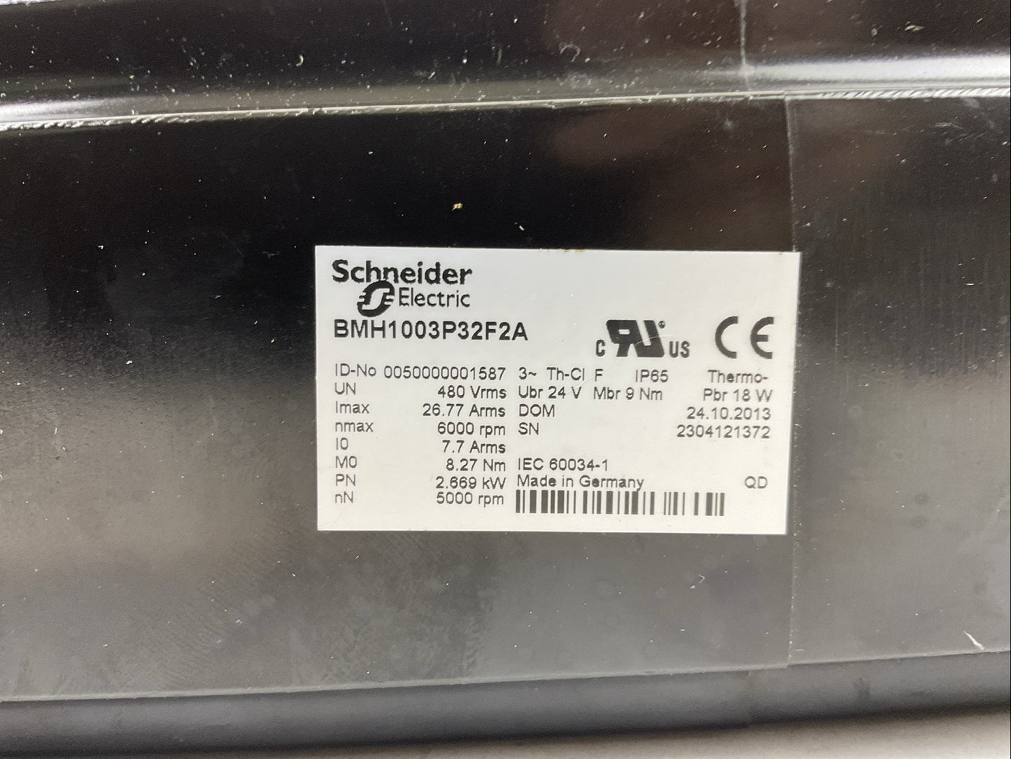 SCHNEIDER BMH1003P32F2A SERVO MOTOR 6000RPM NEUGART PLHE 80