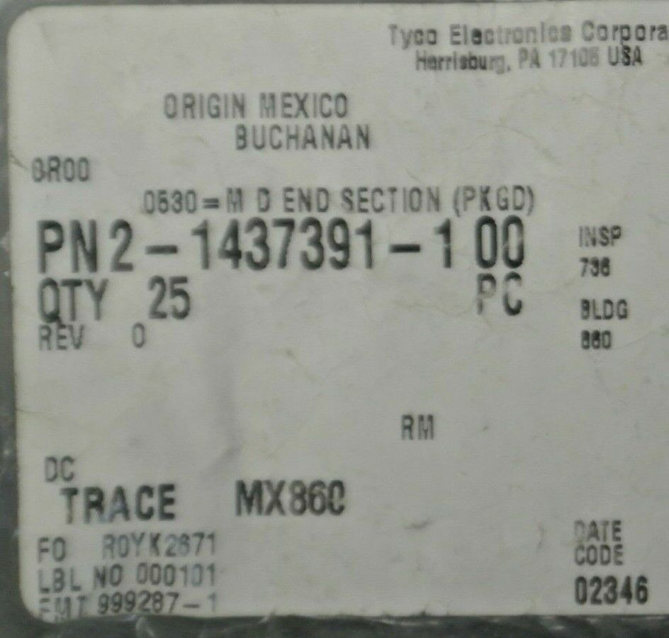 LOT of 23 / BUCHANAN 0530 / TYCO PN2-1437391-1 00 / M D END SECTION NEW SURPLUS