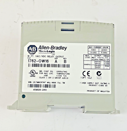 ALLEN BRADLEY - 1762-0W16 SER A REV B - MICROLOGIX 1200 RELAY OUTPUT MODULE