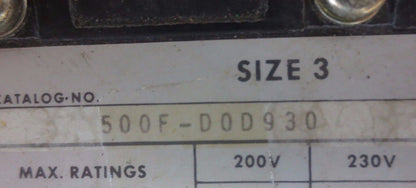 ALLEN-BRADLEY 500F-DOD930 SIZE 3 MOTOR STARTER - 110/120V COIL