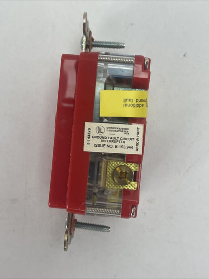 ARROW HART GF8200RED GFCI DUPLEX RECEPTACLE 15A 125V HOSPITAL GRADE