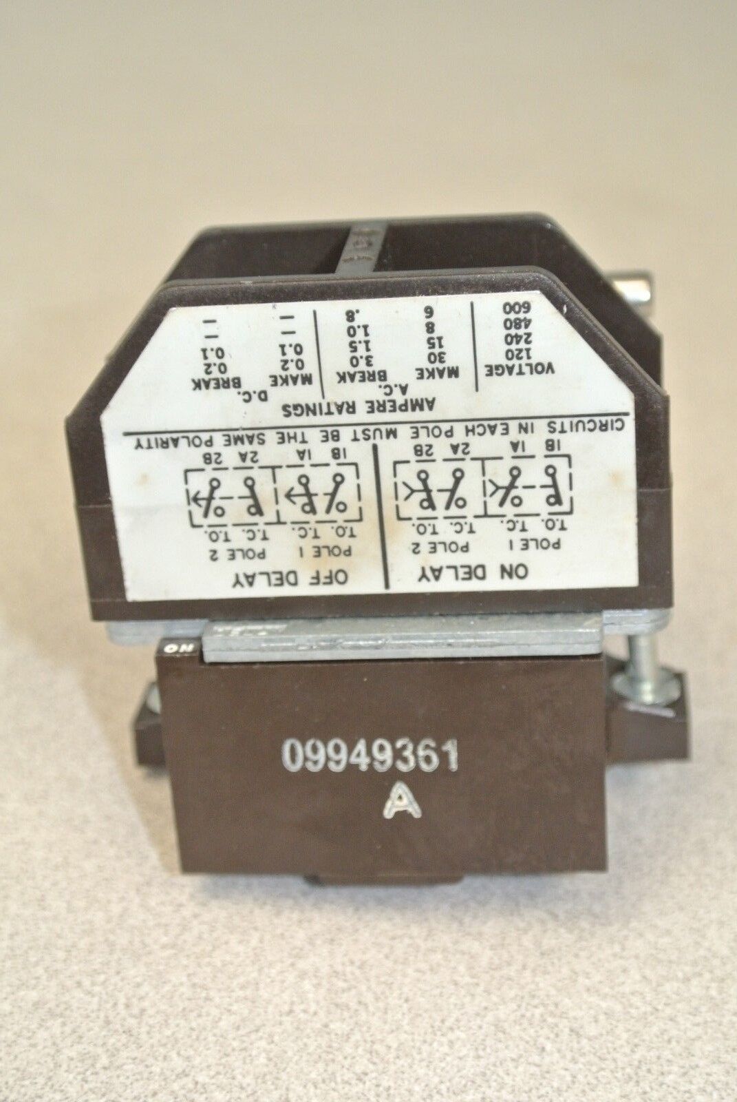 CUTLER-HAMMER D26MTE / TYPE M PNEUMATIC TIMER ATTACHMENT - ON DELAY