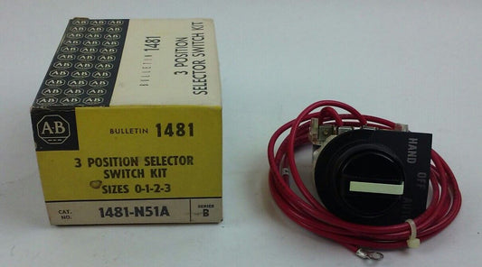 ALLEN BRADLEY 1481-N51A 3 POSITION SELECTOR SWITCH KIT SIZES 0-1-2-3 ser B (NEW)