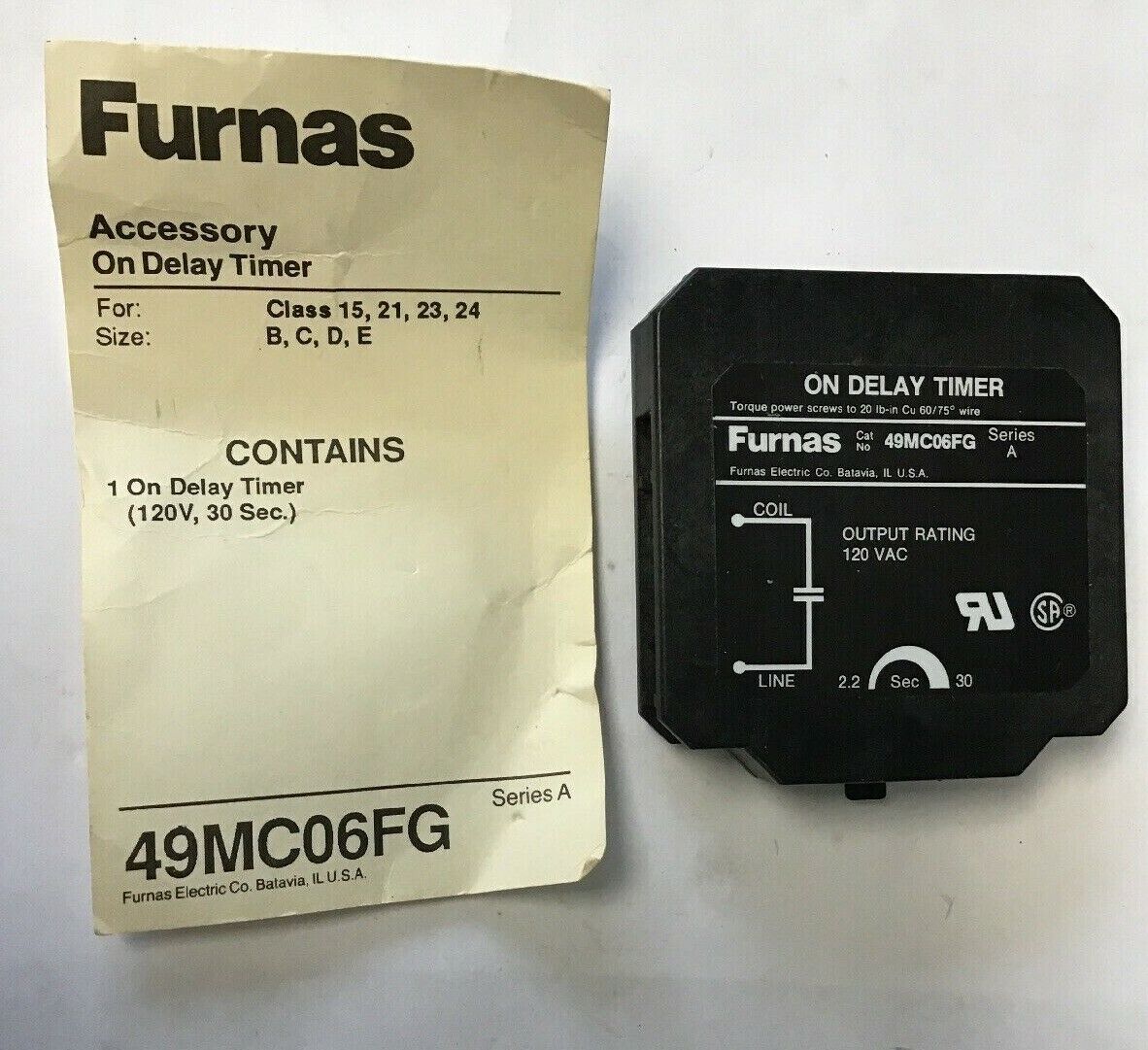 FURNAS 49MC06FG ON DELAY TIMER 120VAC SERIES A