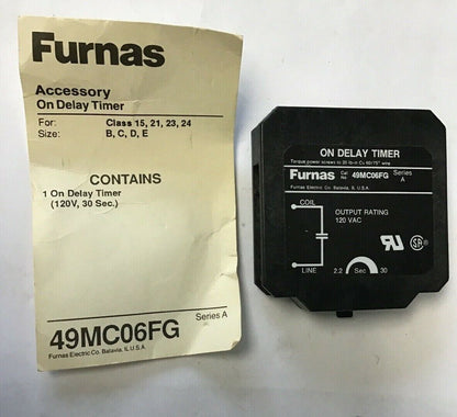 FURNAS 49MC06FG ON DELAY TIMER 120VAC SERIES A