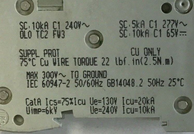 SCHNEIDER ELECTRIC C60 CIRCUIT BREAKER MULTI 9 C 2A 277VAC 65VDC 1POLE