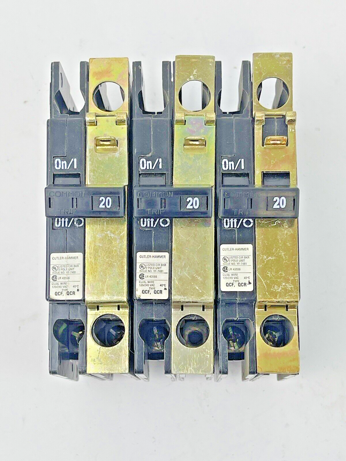 CUTLER-HAMMER **LOT OF 3** - QCR2020T - 20A/2 POLE/240 VAC/TYPE HACR