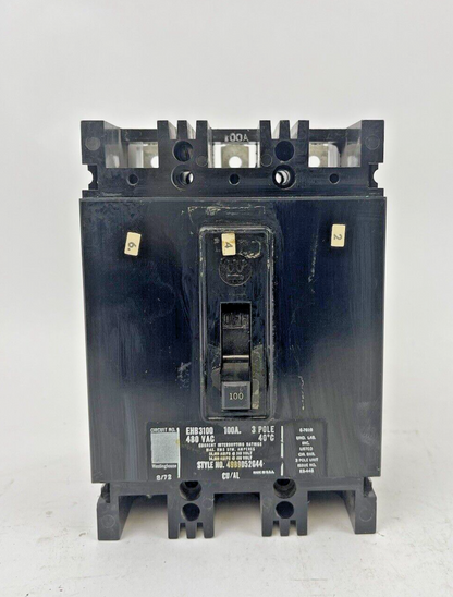 WESTINGHOUSE - EHB3100 - CIRCUIT BREAKER 100A 3POLE 480V 4989D52G44 USED