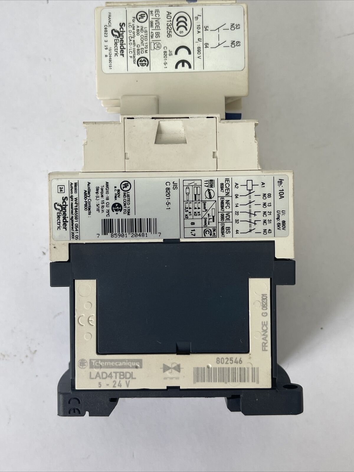 TELEMECANIQUE CAD32BD CONTACTOR 600VAC 10A COIL 24VDC LADN20 LAD4TBDL 5-24V