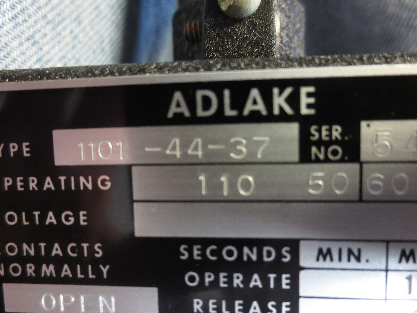 ADAMS & WESTLAKE / ADLAKE 1101-44-37 TIMING RELAY, 10-SECONDS, N.O. NEW SURPLUS