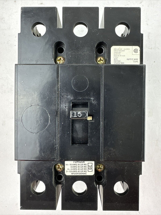 WESTINGHOUSE GC3015 CIRCUIT BREAKER 3POLE 15AMP 240VAC 125/250VDC