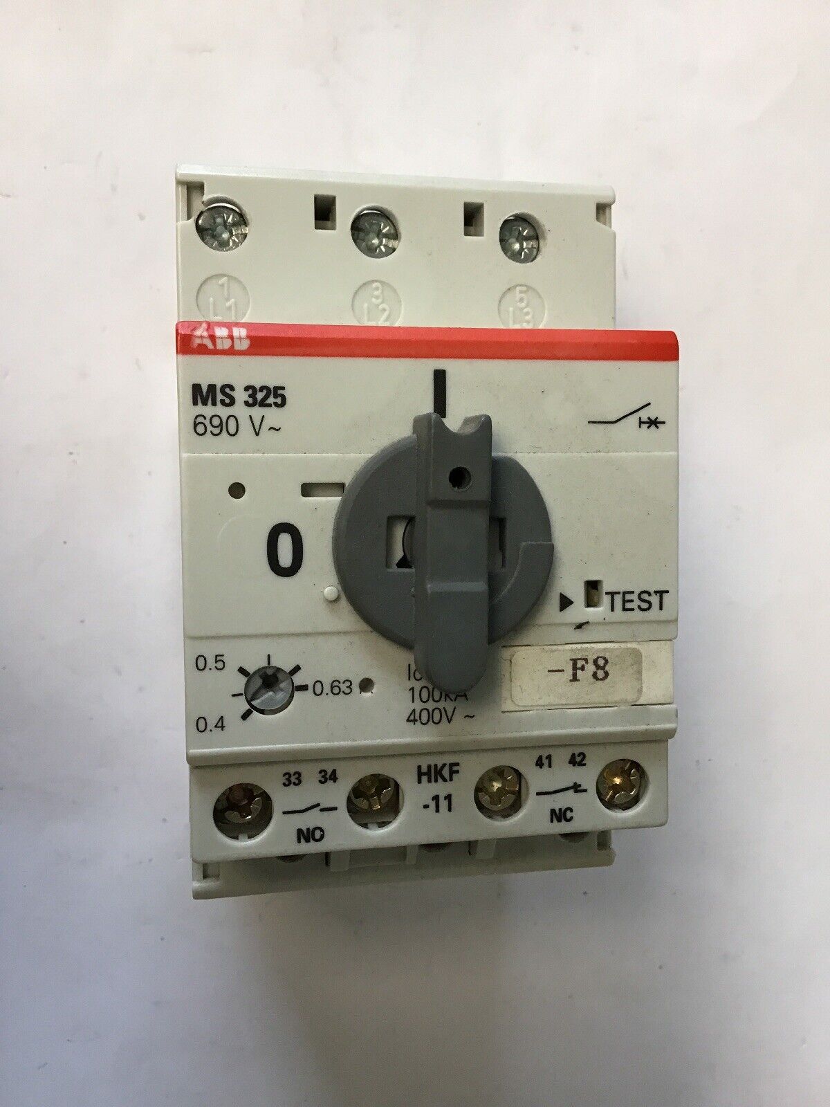ABB MS 325 MANUAL MOTOR STARTER 690VAC 100KA 400VAC 0.4-0.63