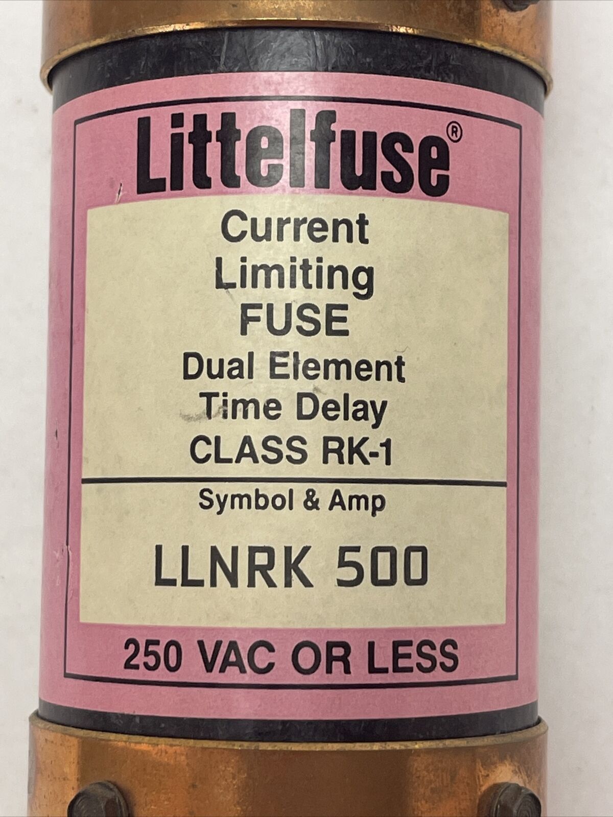 LITTELFUSE LLNRK 500 CURRENT LIMITING FUSE DUAL ELEMENT TIME DELAY 500AMP 250VAC