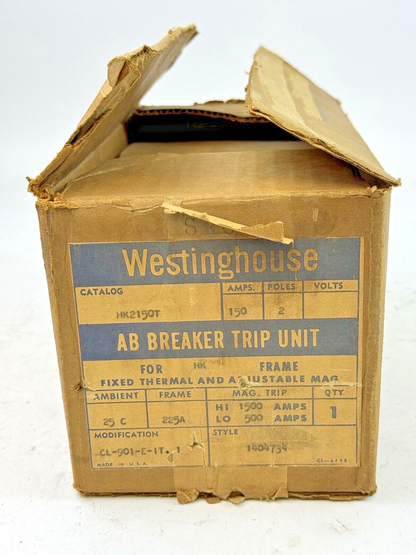 WESTINGHOUSE - HK2150T - AB DE-ION MAG TRIP ADJ. 1500-500A - 150A/2 POLE - NEW