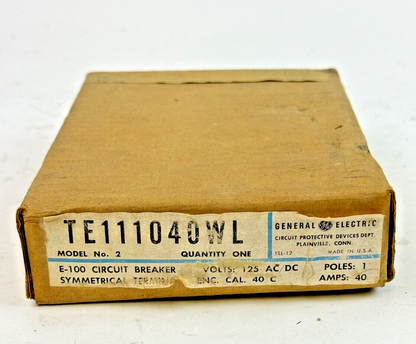 GE - TE111040WL - CIRCUIT BREAKER - 1 POLE, 125 V AC/DC, 40 A - NEW