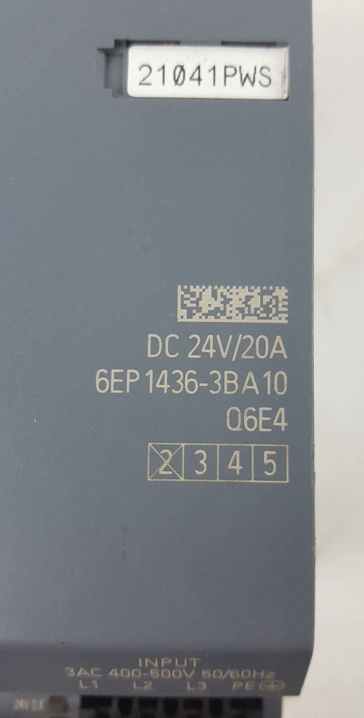 SIEMENS 6EP1436-3BA10 POWER SUPPLY INPUT 3AC 400-500V 1,2A-1,0A OUTPUT 2VDC 20A