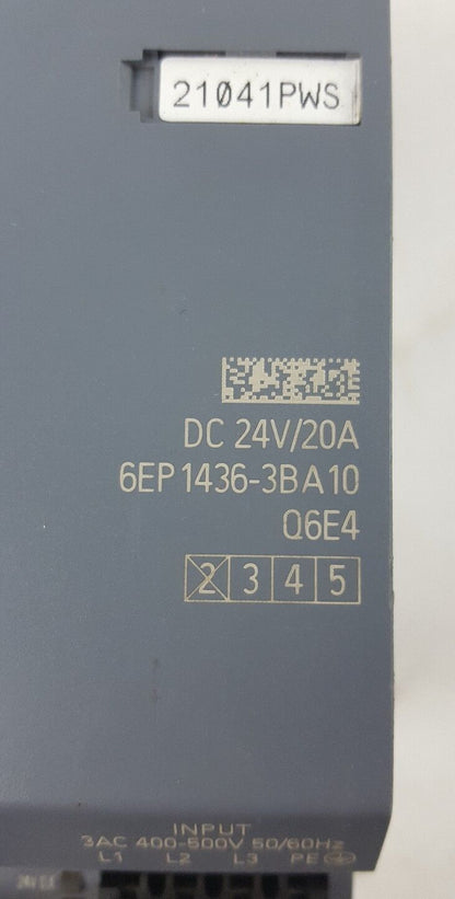 SIEMENS 6EP1436-3BA10 POWER SUPPLY INPUT 3AC 400-500V 1,2A-1,0A OUTPUT 2VDC 20A