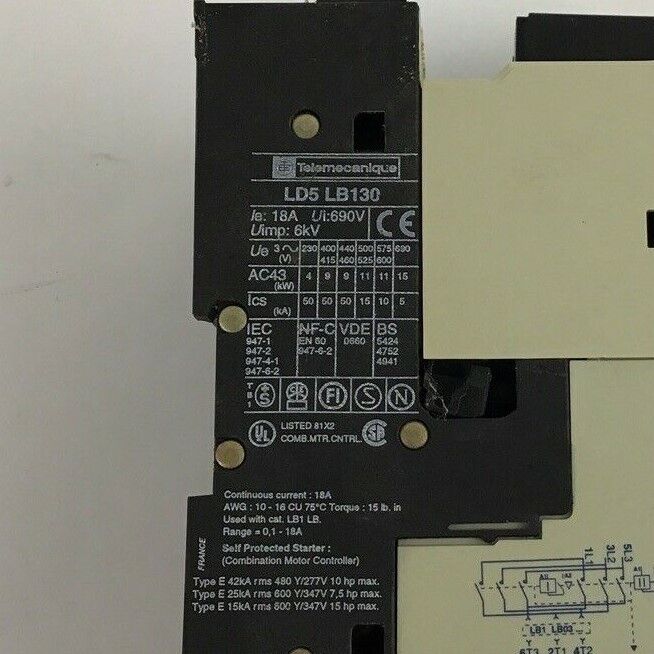 TELEMECANIQUE LD5 LB130 STARTER W/LA4 DWB RELAY