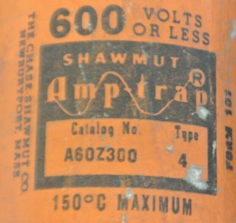 SHAWMUT A60Z300 AMP-TRAP® TYPE 4 FUSE / 300A / 600V / NEW SURPLUS