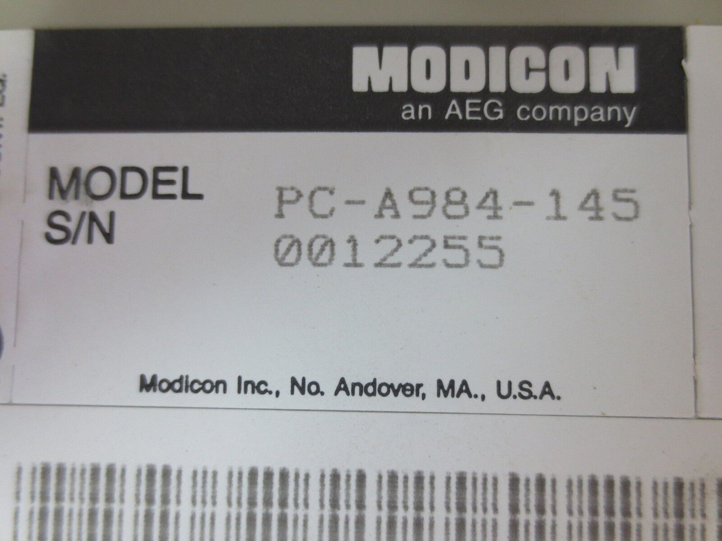 AEG MODICON PC-A984-145 CPU 8K MEMORY w/ MB PLUS - Rev. K