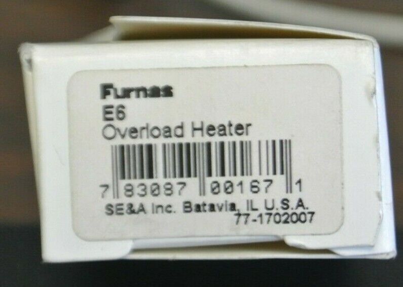 FURNAS E6 THERMAL OVERLOAD HEATER ELEMENT / NEW SURPLUS