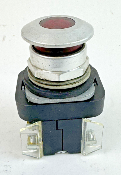 ALLEN-BRADLEY - 800T-FXQ24RA1 SER. T - RED MUSHROOM PUSH/PULL BUTTON W/ BLOCK