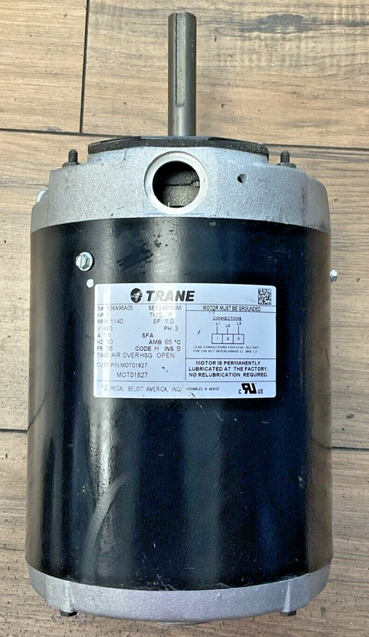 TRANE MOT01827 MOTOR HP1 RPM 1140 60HZ FR 56 PH3 CODE H
