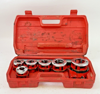 RATCHETING PIPE THREADER TOOL KIT - NPT type 62 W/ HANDLE, FIVE DIES, HARD CASE