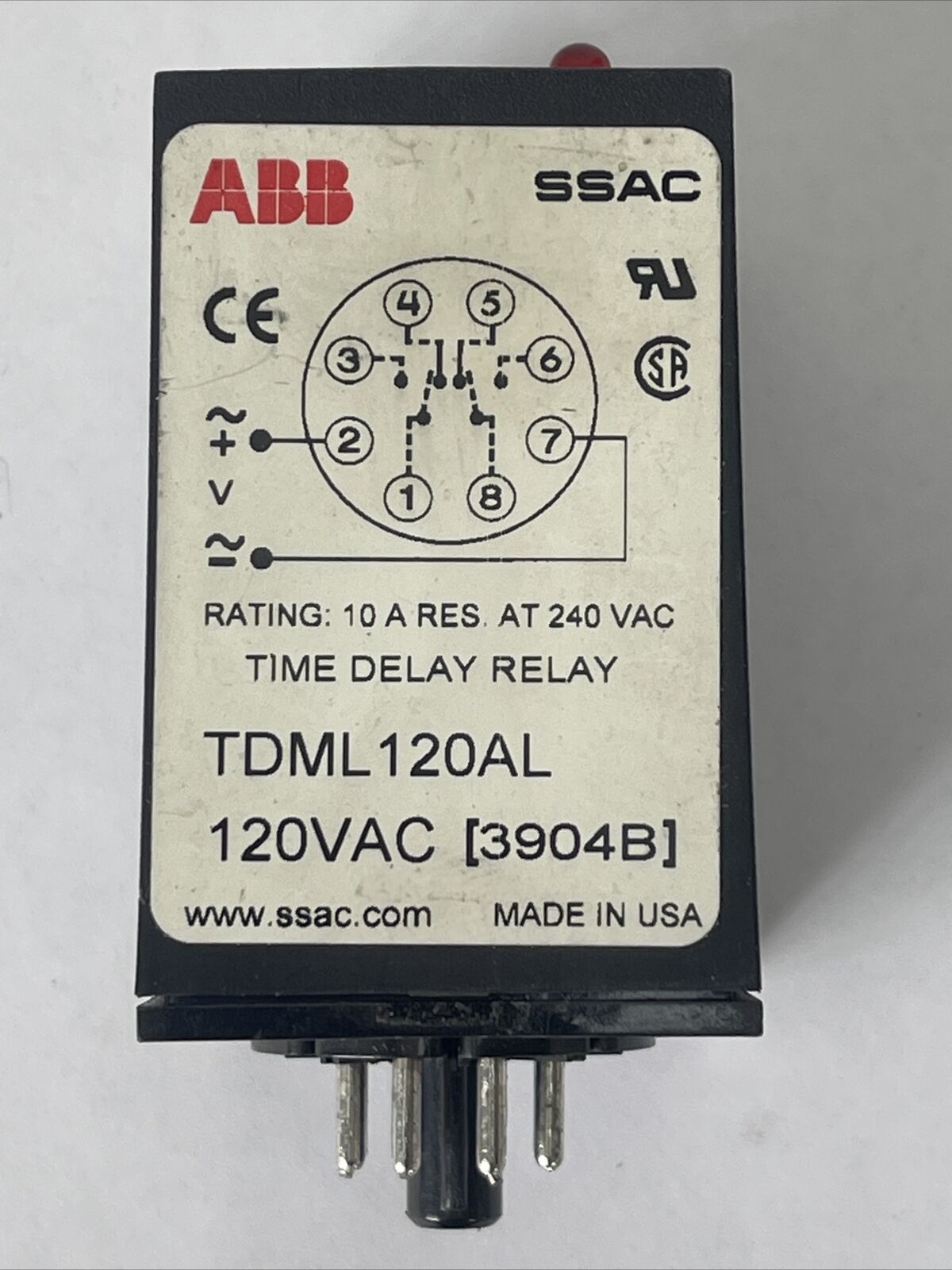 ABB SSAC TDML120AL TIME DELAY RELAY 120VAC 10A RES AT 240VAC