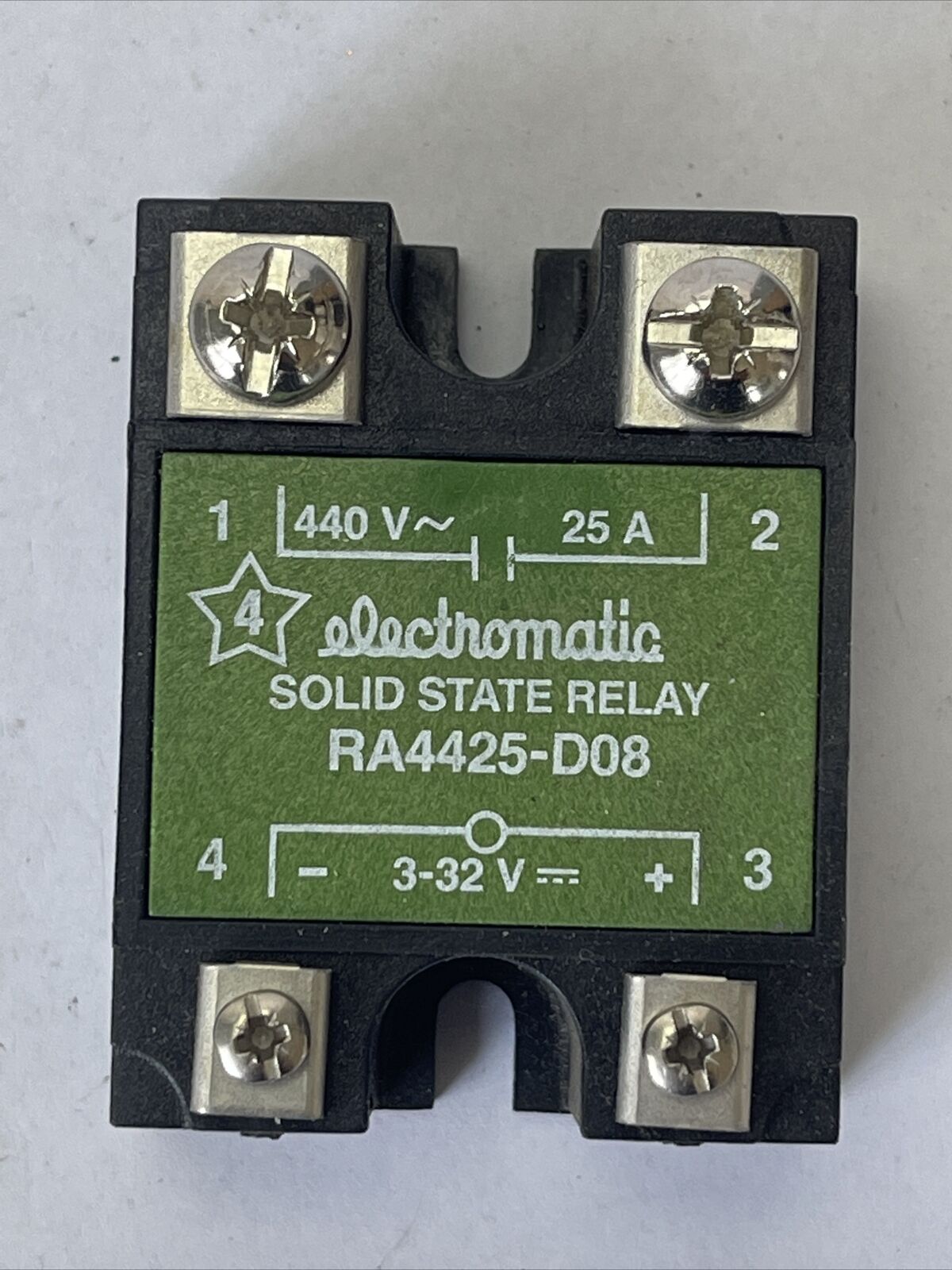 ELECTROMATIC RA4425-D08 SOLID STATE RELAY 440VAC 25A 3-32VDC